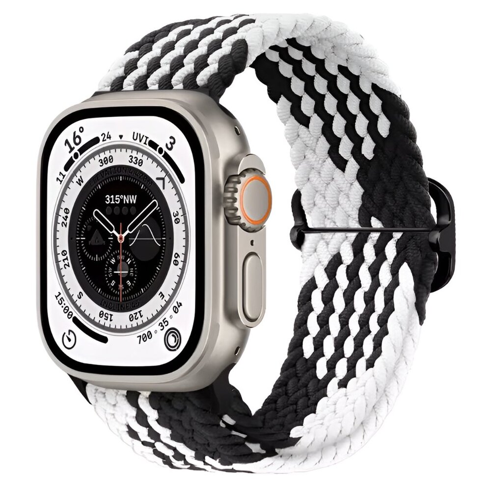 NEW Adjustable Braided Black White Strap Band For Apple Watch
